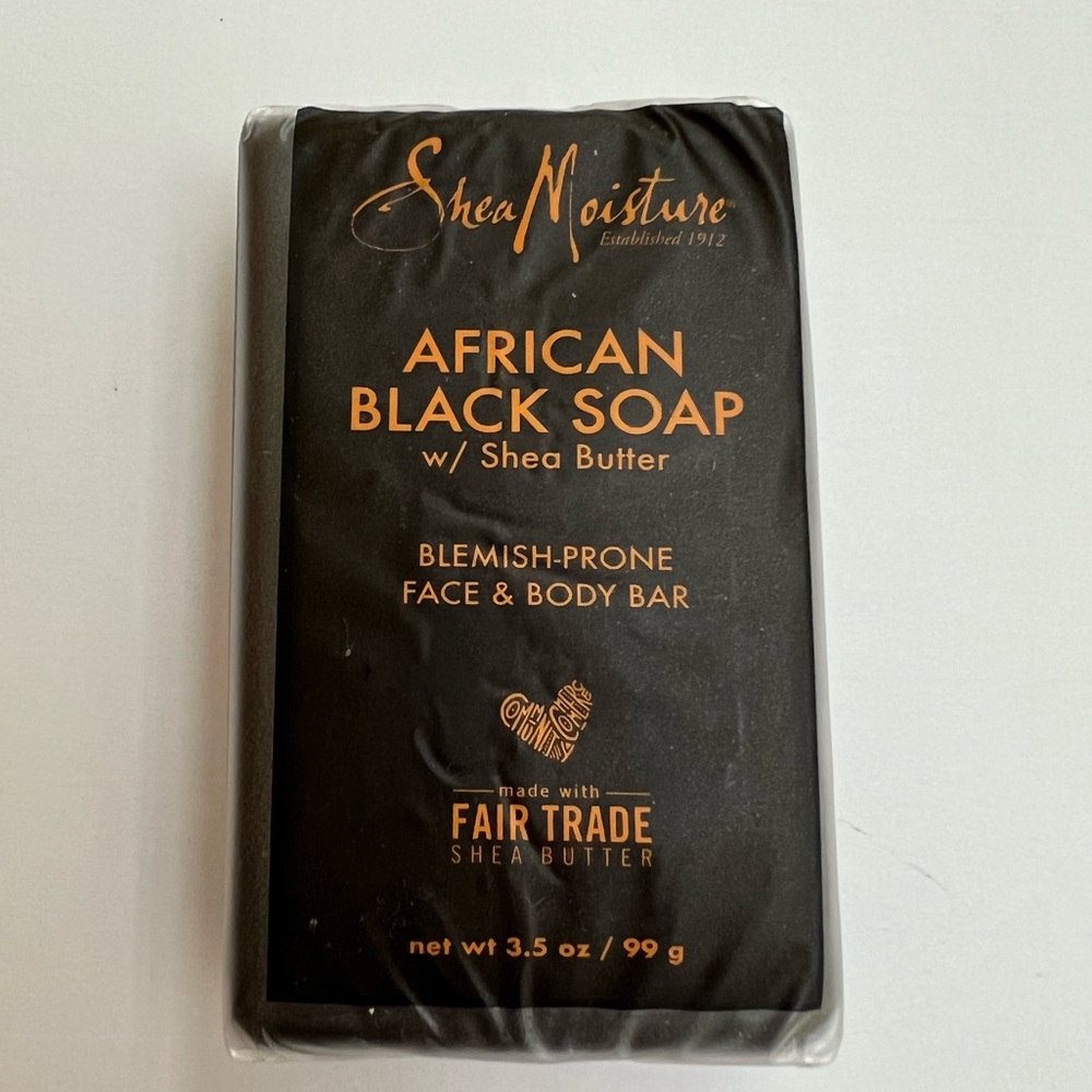 Shea Moisture African Black Soap w/Shea Butter Face Body Bar for Acne Prone Skin